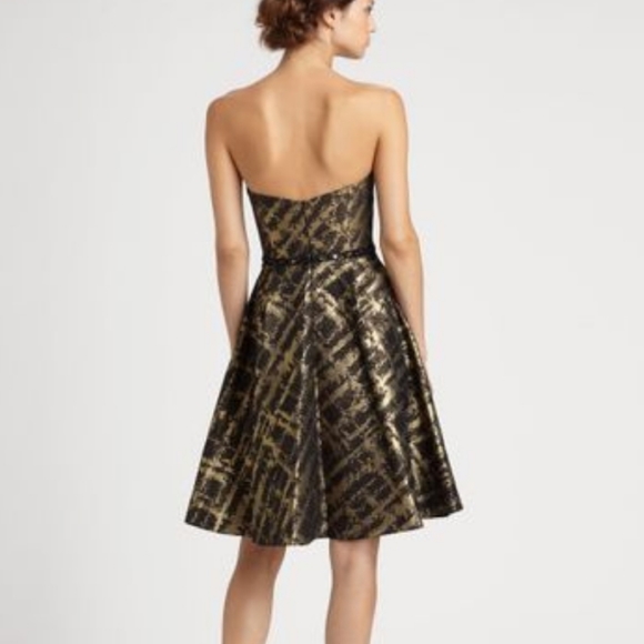 ML Monique Lhuillier black and gold brocade dress! - Picture 2 of 6